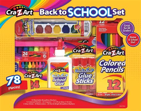 Cra Z Art Back To School Set Of Colored Pencils Markers Crayons Paints And Glue