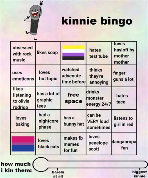 Microphone Kinnie Bingo Chart