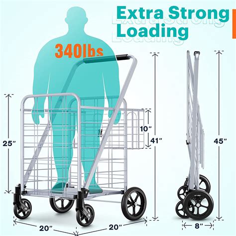 Buy Shopping Cart Jumbo Double Basket Grocery Cart 340 Lbs Capacity