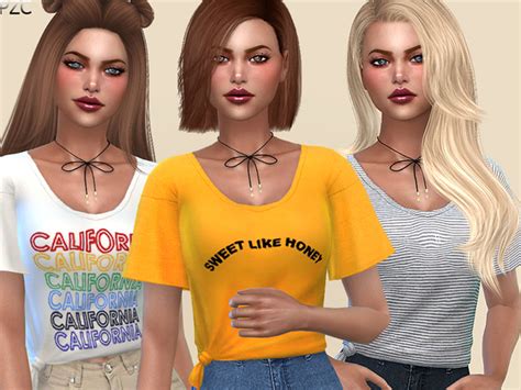 Knotted Everyday T Shirts 02 By Pinkzombiecupcakes Sims 4 Female Clothes