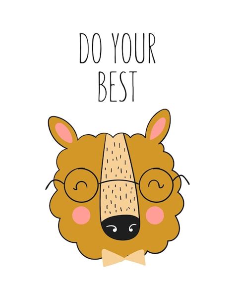 Premium Vector Vector Poster With Cute Hand Drawn Animal And Slogan