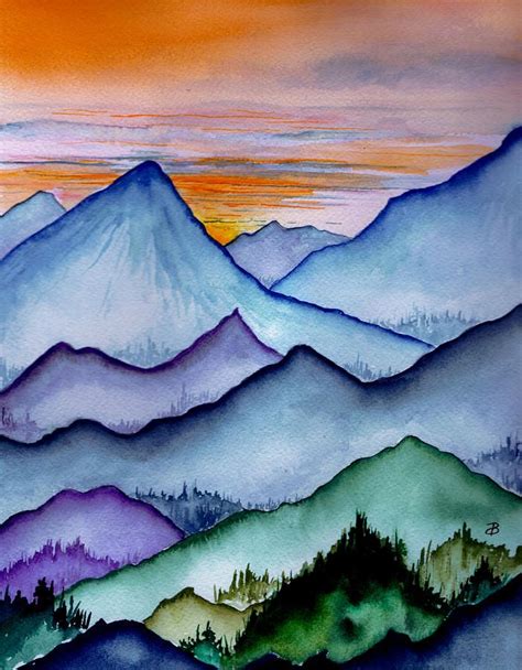 The Misty Mountains By Brenda Owen Painting Watercolor Art Mountain