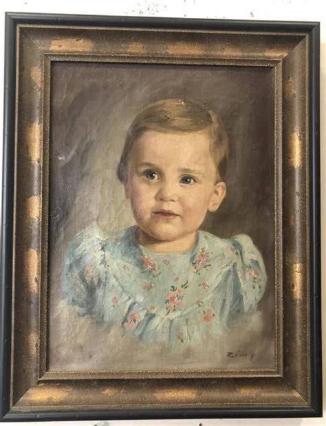 Mid C Signed Oil Painting Portrait Of Young Girl