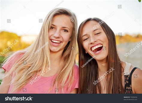 Teen Girl Best Friends Laughing And Having Fun Outdoors Stock Photo Shutterstock