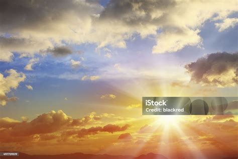 Sunbean Of Sunset Sky Stock Photo Download Image Now Sunrise Dawn