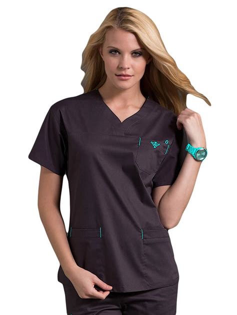 Med Couture Med Couture Womens Signature V Neck Solid Scrub Top