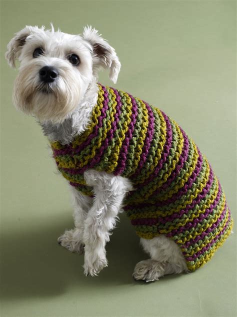 City Stripes Dog Sweater In Lion Brand Wool Ease Thick