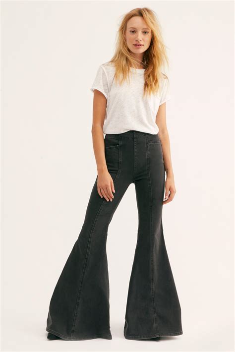 Free People Know Me Better Flare Jeans In Black Lyst