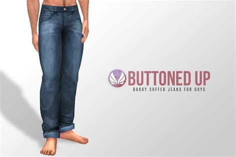Simsational Designs Buttoned Up Baggy And Cuffed Jeans Sims 4