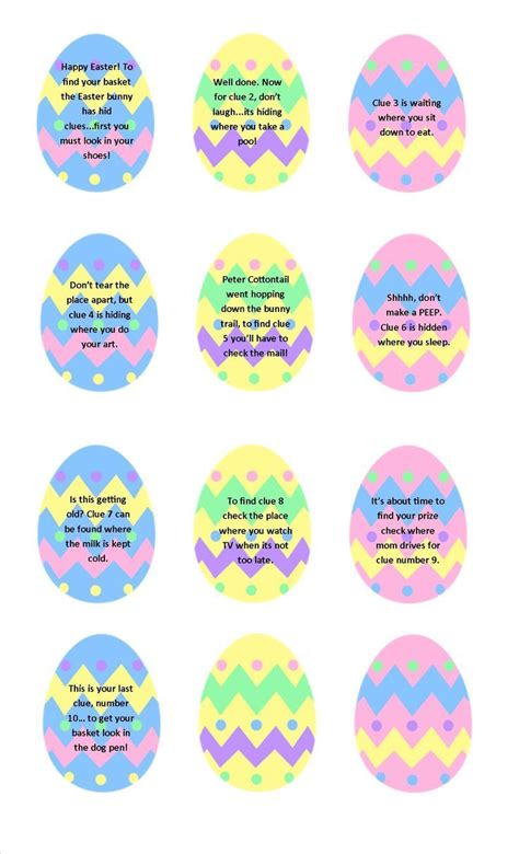 Easter Egg Hunt Wfree Printable Clues For All Ages Easter