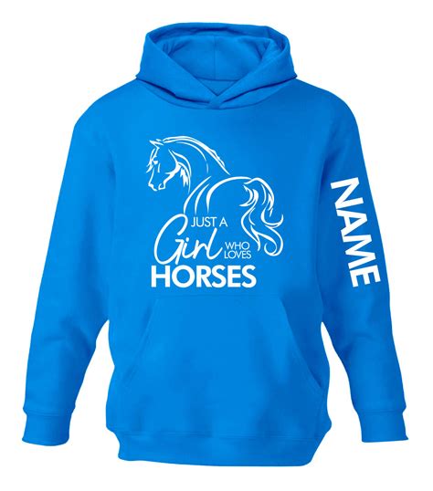 Childrens Personalised Horse Hoodie Equestrian Riding Glitter Hoody Arm