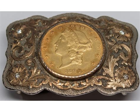 Harris Estate Silver Belt Buckle W20 Gold Coin Piece