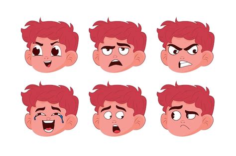 Premium Vector Boy With Different Facial Expressions