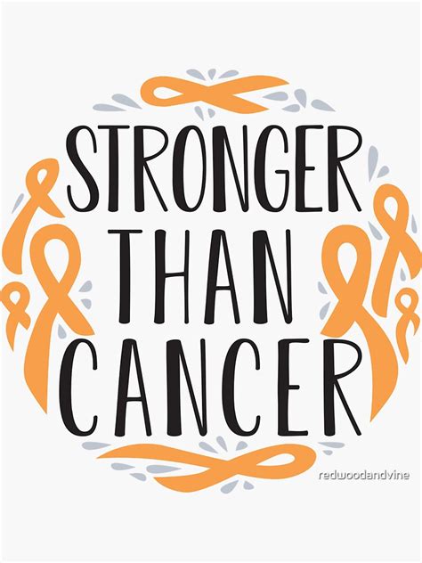Stronger Than Cancer Orange Ribbon Leukemia Survivor Sticker By