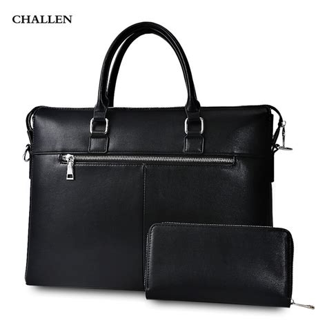Pu Leather Waterproof Briefcase For Men Business Solid Color Zipper
