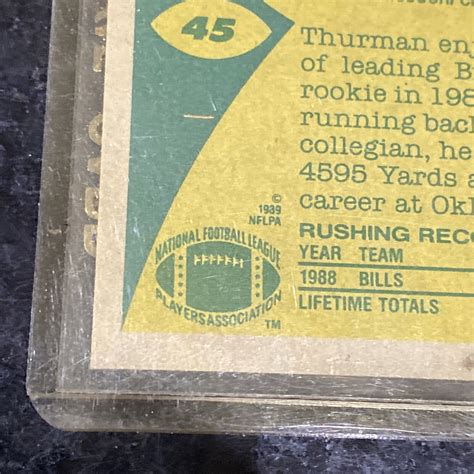 1989 Topps Thurman Thomas Of Buffalo Bills #45 Super Rookie Card With