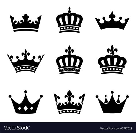 Collection of crown silhouette symbols Royalty Free Vector