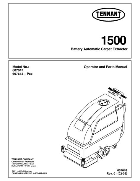 Tennant 607647 Operator And Parts Manual Pdf Download Manualslib