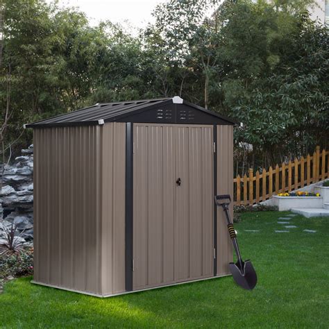 Ainfox 4 X 6 Ft Steel Storage Shed Double Doors With Lock Outdoor