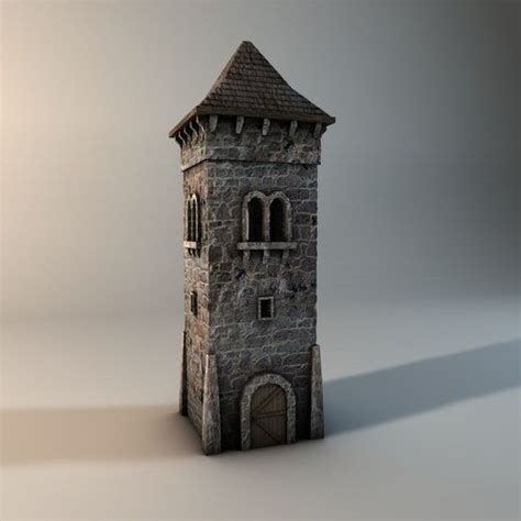 Low Poly Stone Tower 3d Model Medieval Drawings Tower Tower Design