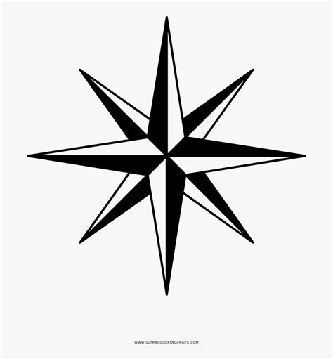 The compass rose has a long and colorful history dating back to ancient greece. Compass Rose Coloring Page - Transparent Background Compass Clipart, HD Png Download - kindpng
