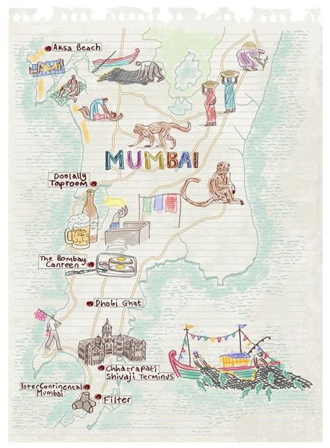 Mumbai Map By Robert Littleford July 2016 Issue Illustrated Map