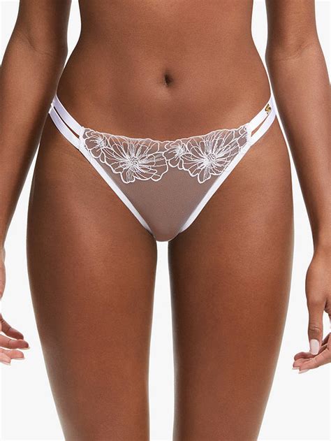 Andor Alexis Embroidered Sheer Thong Ivory At John Lewis And Partners