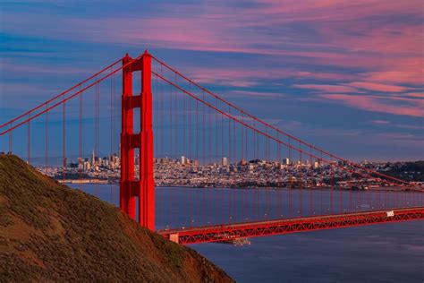 Sunset At The Golden Gate Bridge With San Francisco Skyline In Etsy