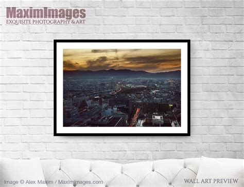Art Print Of Kyoto Aerial City Scenery Landscape At Dusk With Dramatic
