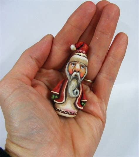 Folk Art Santa Claus Miniature Dollhouse Primitive Painting Doll