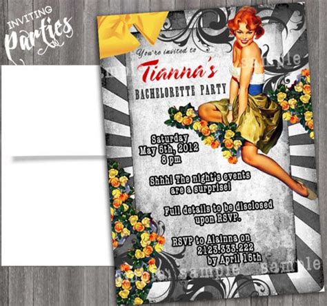 Items Similar To Vintage Pin Up Girl Invitation Bachelorette Party