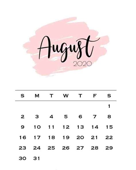 August 2020 Calendar Wallpaper August 2020 Calendar Calendar