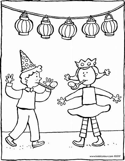 Birthday Party Colouring Drawing Celebrations Kiddicolour Pages