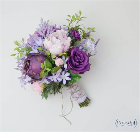 Boho Bouquet Purple Lavender Wildflower Bouquet Light Etsy Purple