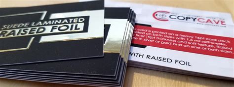Raised ink, also known as thermography, is a very popular effect in printing that adds an extra level of dimension to business cards. Raised Foil Business Cards | Canada-wide Shipping | 19pt ...