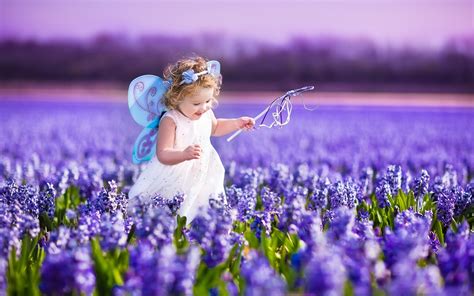 Flowers Spring Kids Children Childhood Purple Butterfly Princess