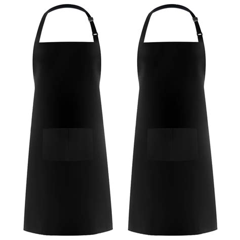 Hk005 2 Pack Thick Polyester Cooking Aprons Black Syntus
