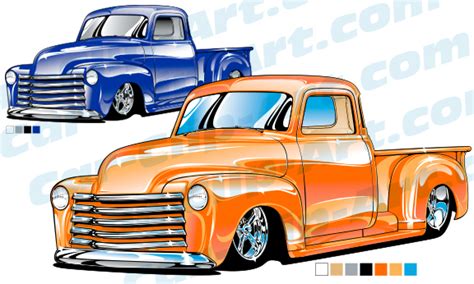Custom 1953 Chevy Truck Clip Art — Car Clip