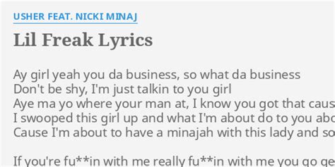 Lil Freak Lyrics By Usher Feat Nicki Minaj Ay Girl Yeah You