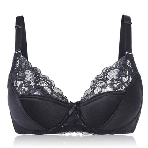 Sexy Plus Size Lace Embroidery Push Up Bras Underwire Gather Thin Cup