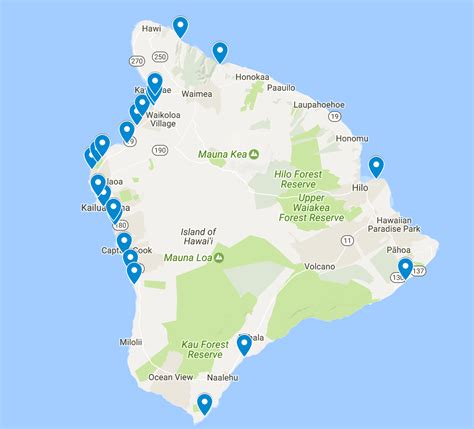 Big Island Surf Map Cities And Towns Map