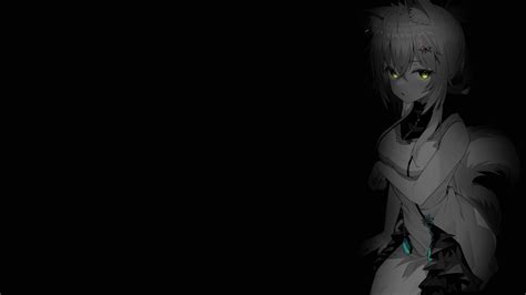 Selective Coloring Anime Girls Black Background Dark Background