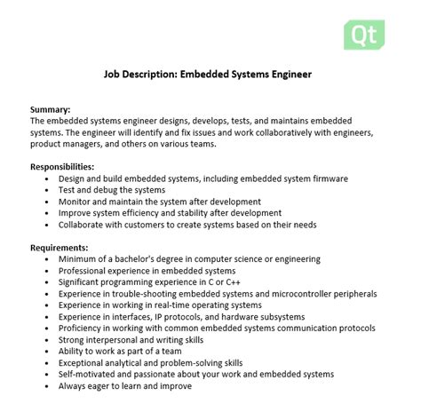 Embedded Engineers Roles Responsibilities And Job Descriptions