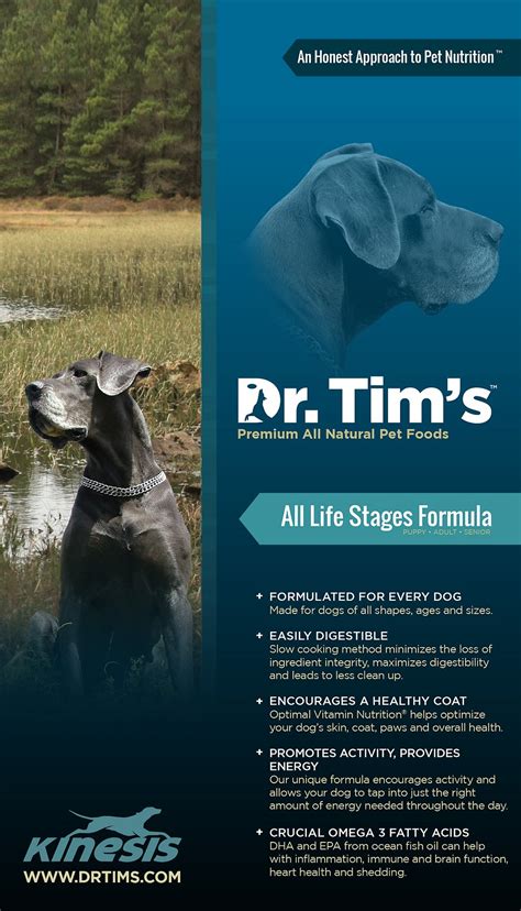 Single dog households will also enjoy the beneﬁts of not having to guess or switch based on. Dr. Tim's Kinesis All Life Stages Formula Dry Dog Food, 44 ...