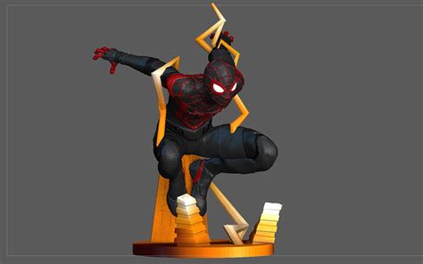 Stl File Spiderman Ps5 Miles Morales Statue Fight Version Marvel 3d