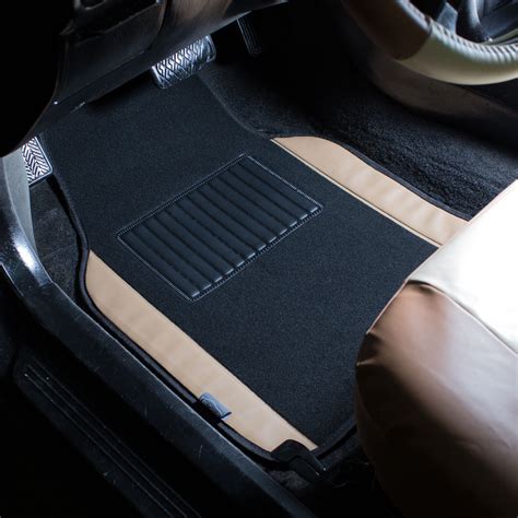 4pcs Leather Trim Carpet Floor Mats For Auto Universal W Dash Pad Ebay