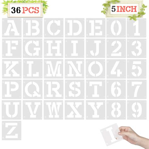 Buy 5 Letter Stencils For Painting On Wood Reusable 36 Pcs