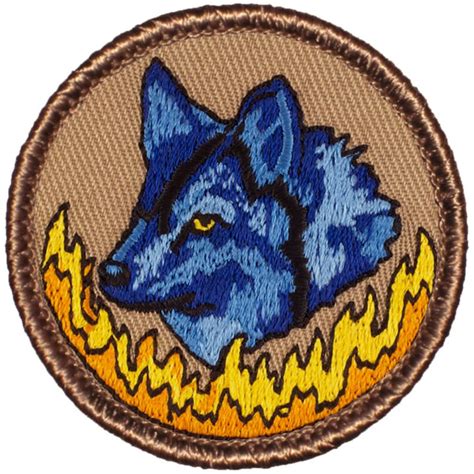 Blue Flaming Wolf Patch 2 Inch Diameter Embroidered Patch Etsy