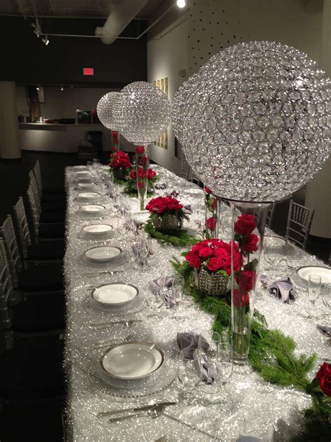 Elegant Christmas Decor With Crystal Red Roses And Christmas Greens