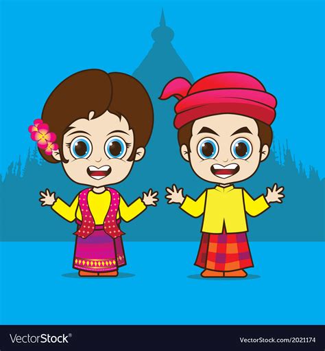 Cartoon Asean Myanmar Royalty Free Vector Image